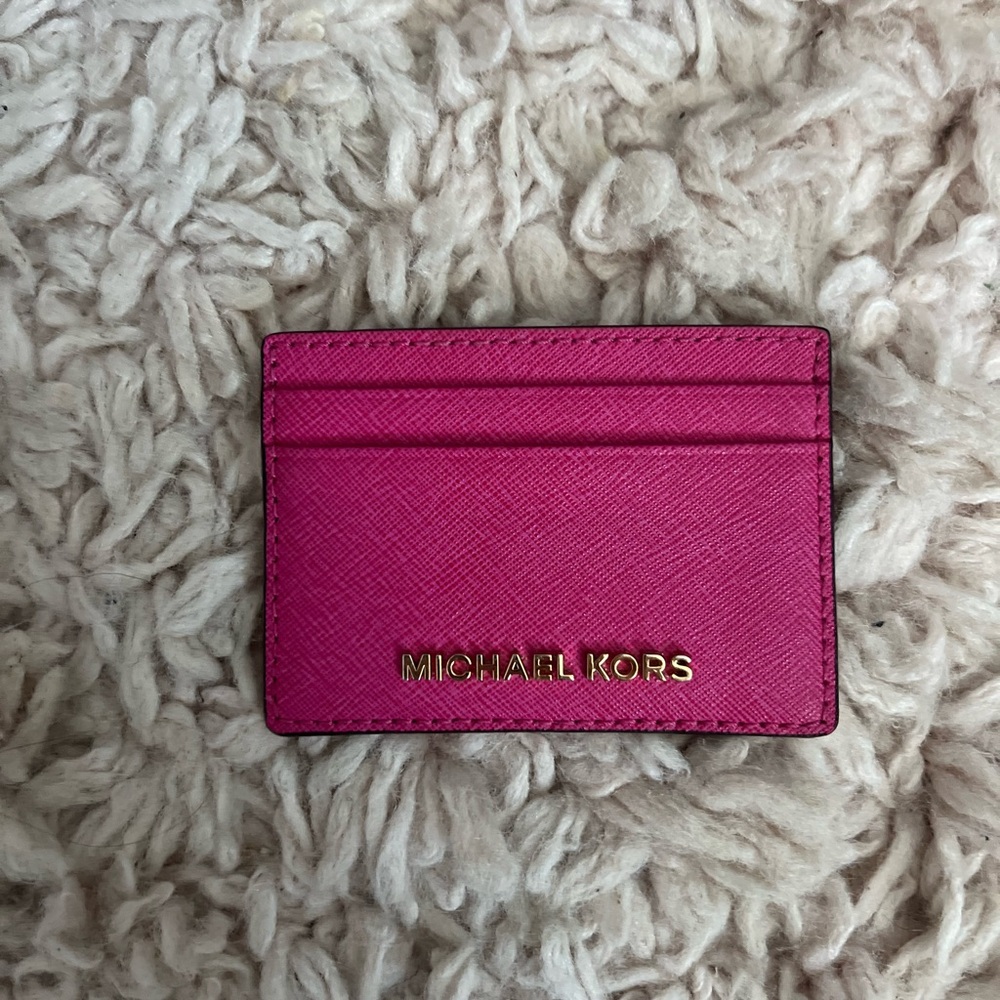 Michael Kors Fuchsia Card Holder with Gold Logo